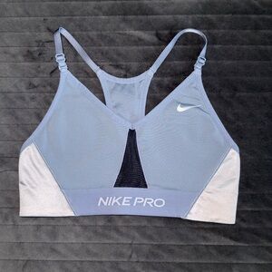 NikePro Light Blue and Silver Sports Bra